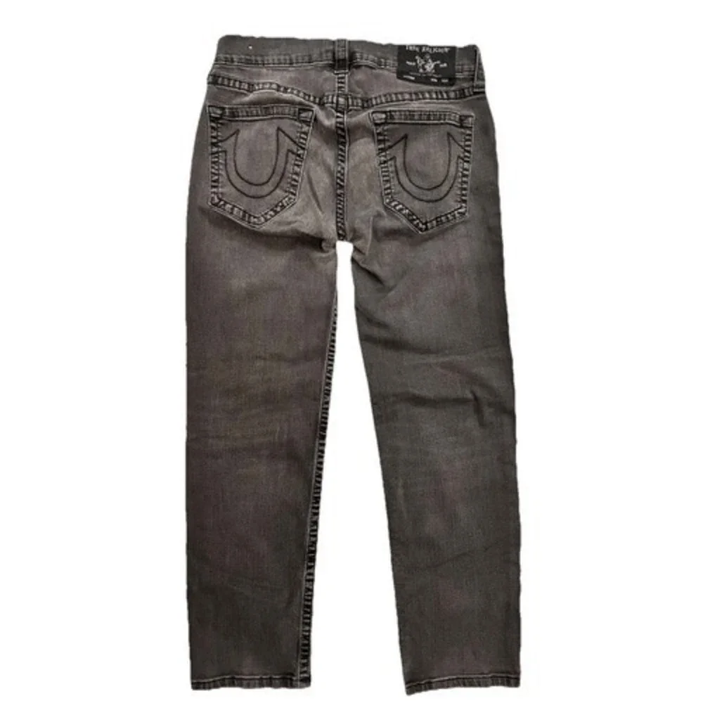 True Religion Devin Loose‎ Straight Leg Washed Black Jeans Size 33x29 Y2K Stack